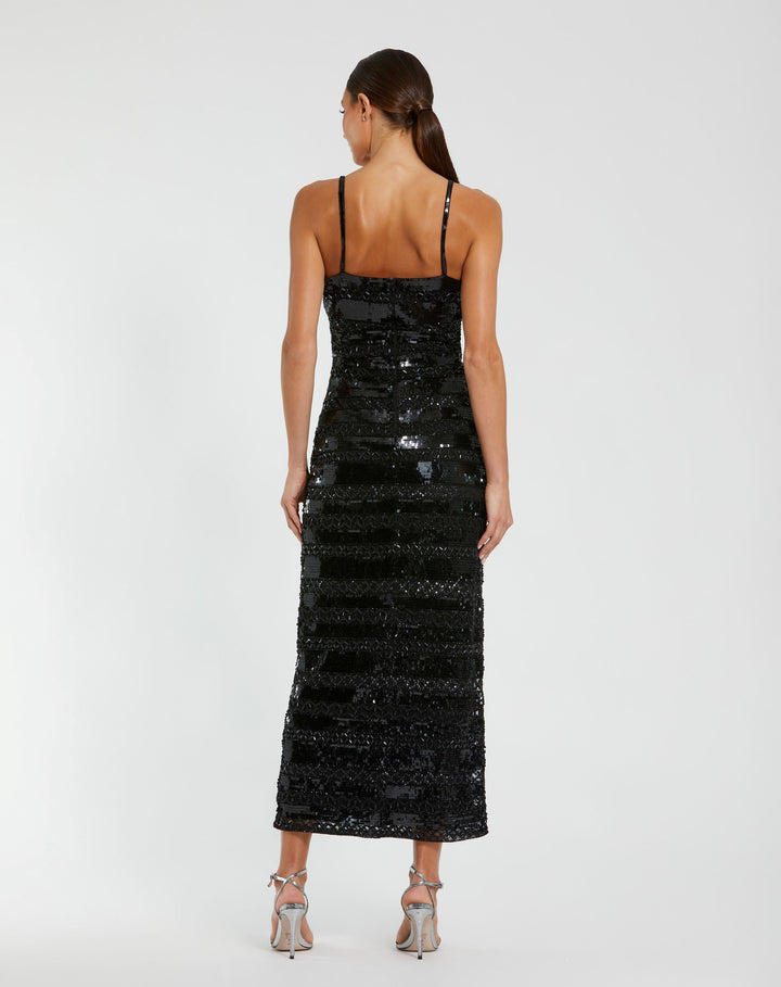Mac Duggal 10094 Embellished Spaghetti Strap Midi Dress