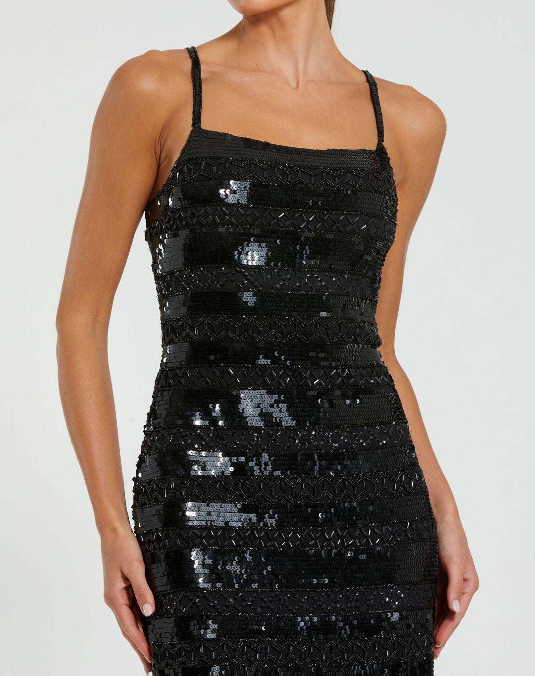 Mac Duggal 10094 Embellished Spaghetti Strap Midi Dress