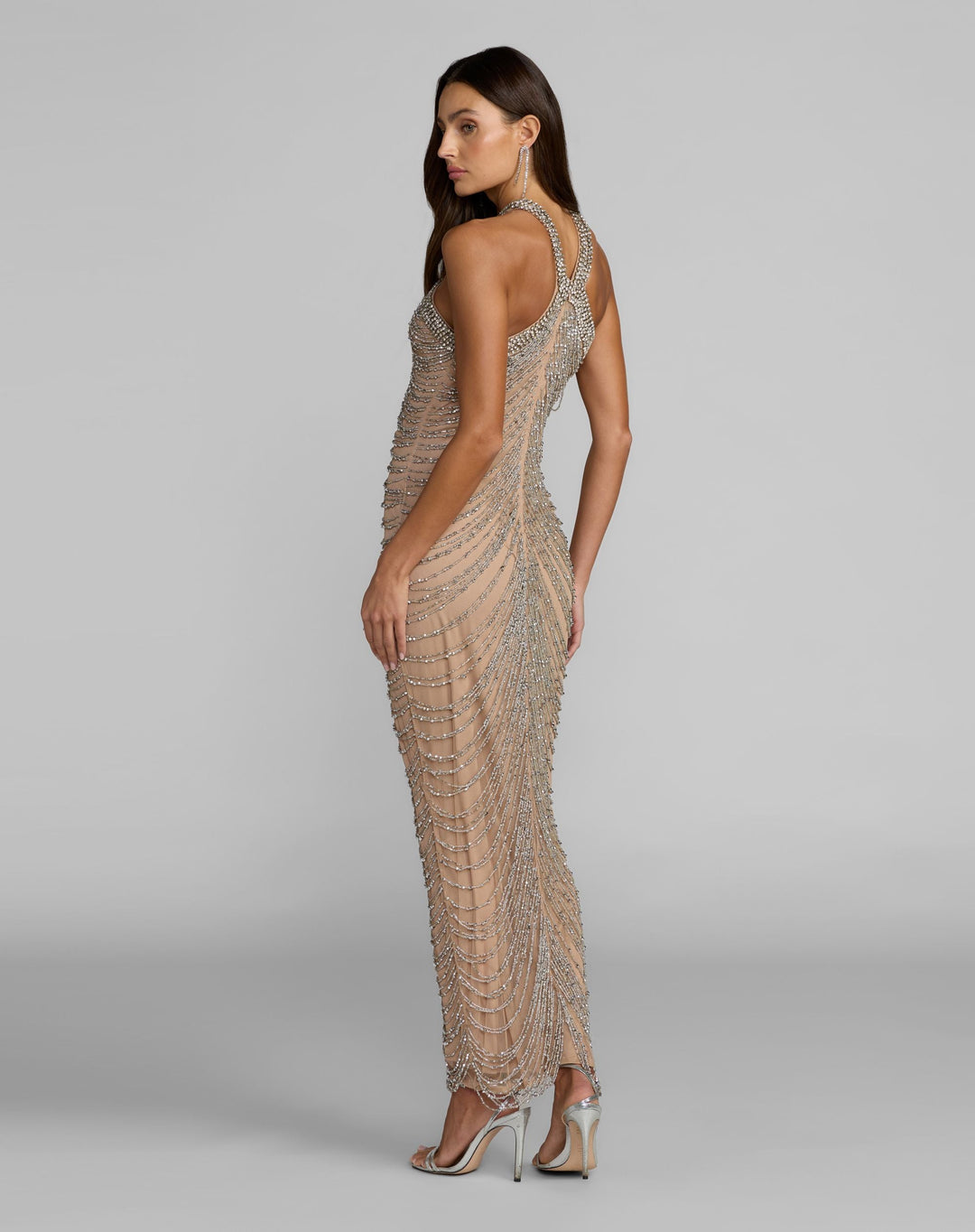 Mac Duggal 10206 Halter Neck Embellished Maxi Dress
