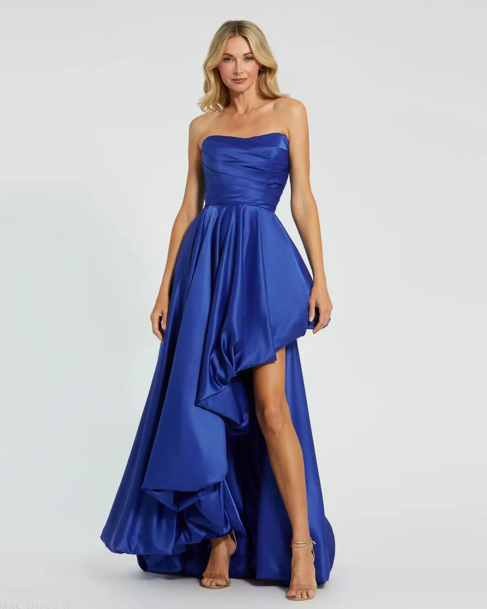 Mac Duggal 11685 Strapless Ruched High Low Gown