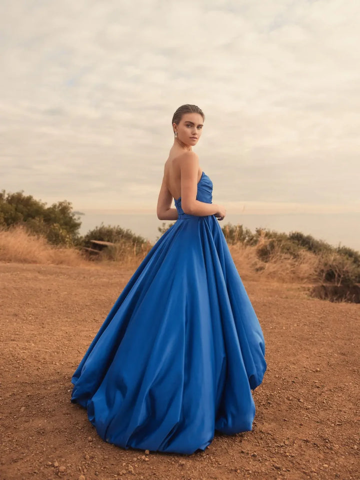 Mac Duggal 11685 Strapless Ruched High Low Gown