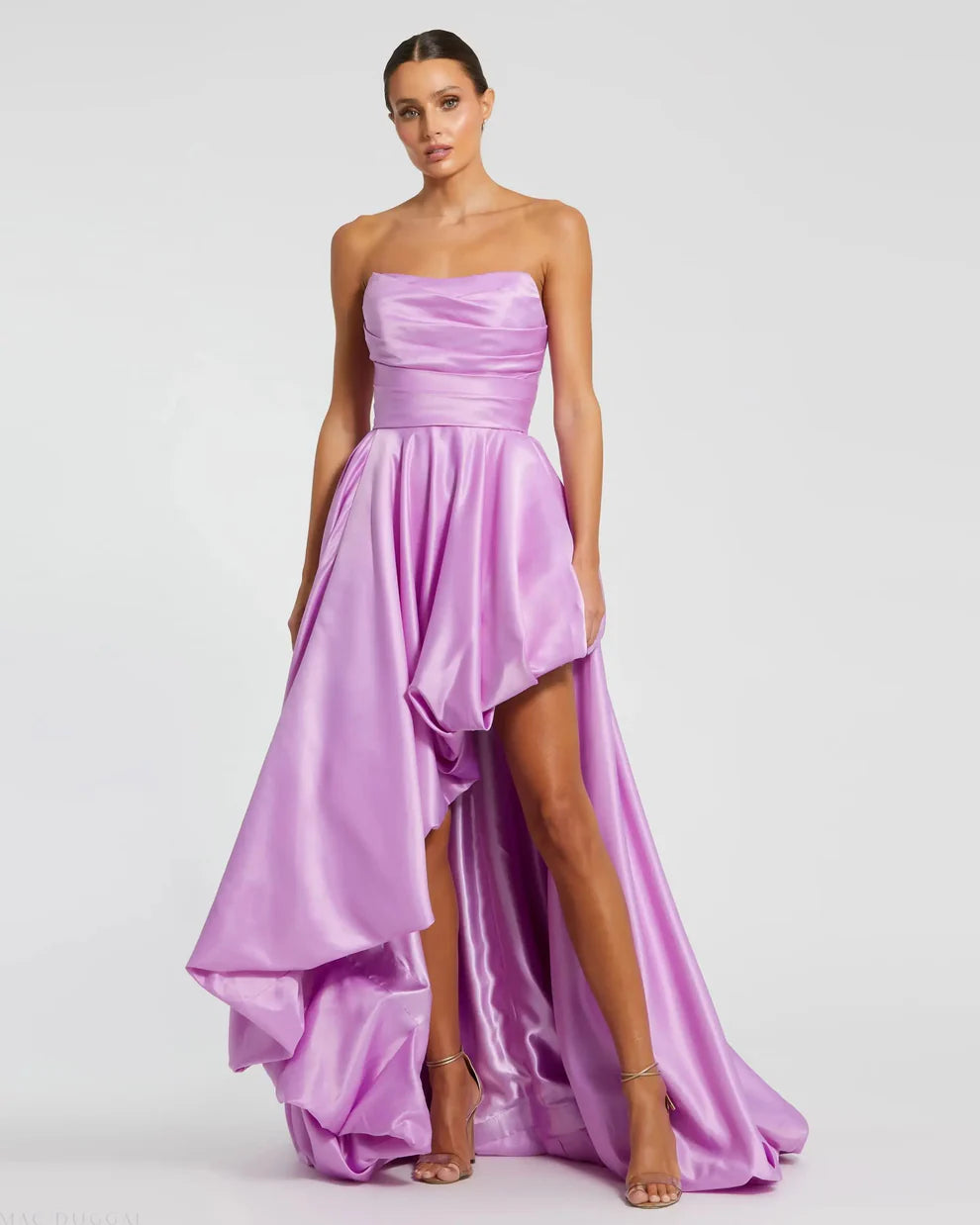 Mac Duggal 11685 Strapless Ruched High Low Gown
