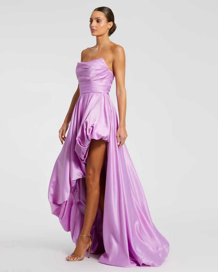 Mac Duggal 11685 Strapless Ruched High Low Gown
