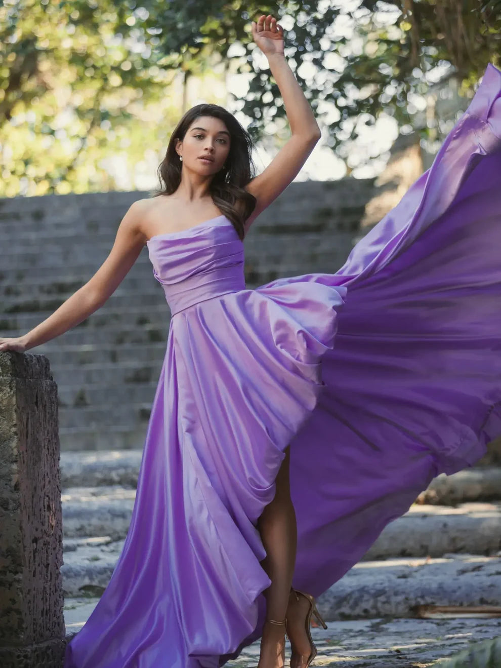 Mac Duggal 11685 Strapless Ruched High Low Gown