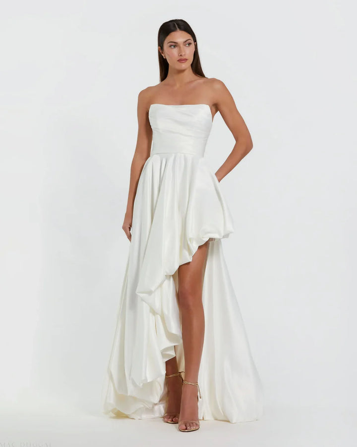 Mac Duggal 11685 Strapless Ruched High Low Gown