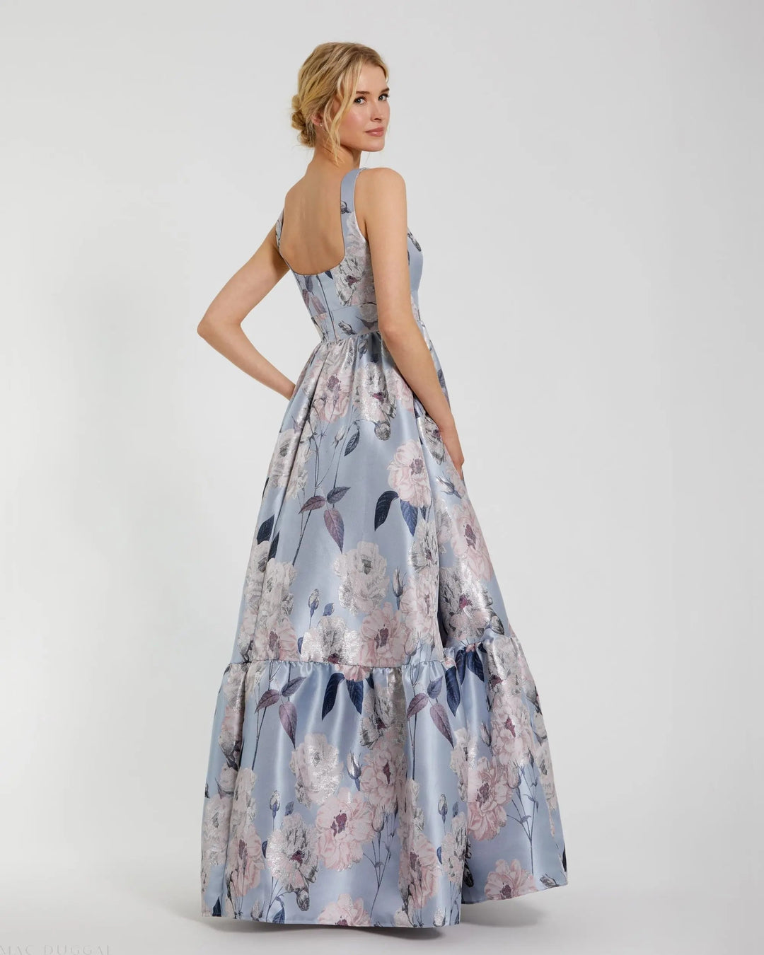 Mac Duggal 11826 Floral Printed Satin Gown with Pockets