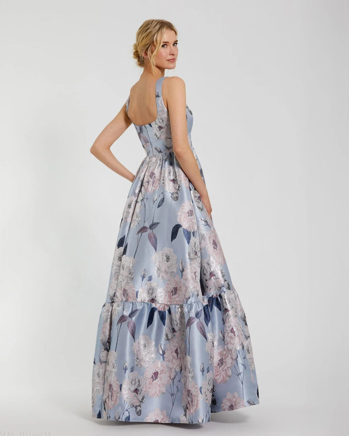 Mac Duggal 11826 Floral Printed Satin Gown with Pockets