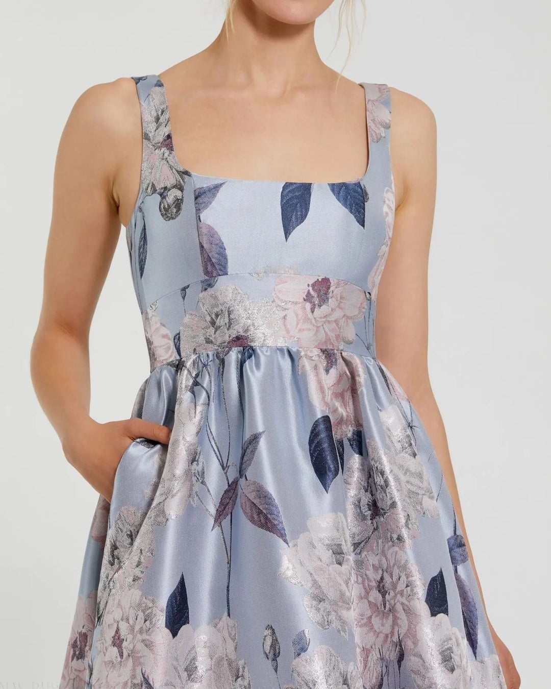 Mac Duggal 11826 Floral Printed Satin Gown with Pockets