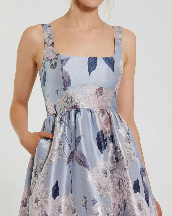 Mac Duggal 11826 Floral Printed Satin Gown with Pockets