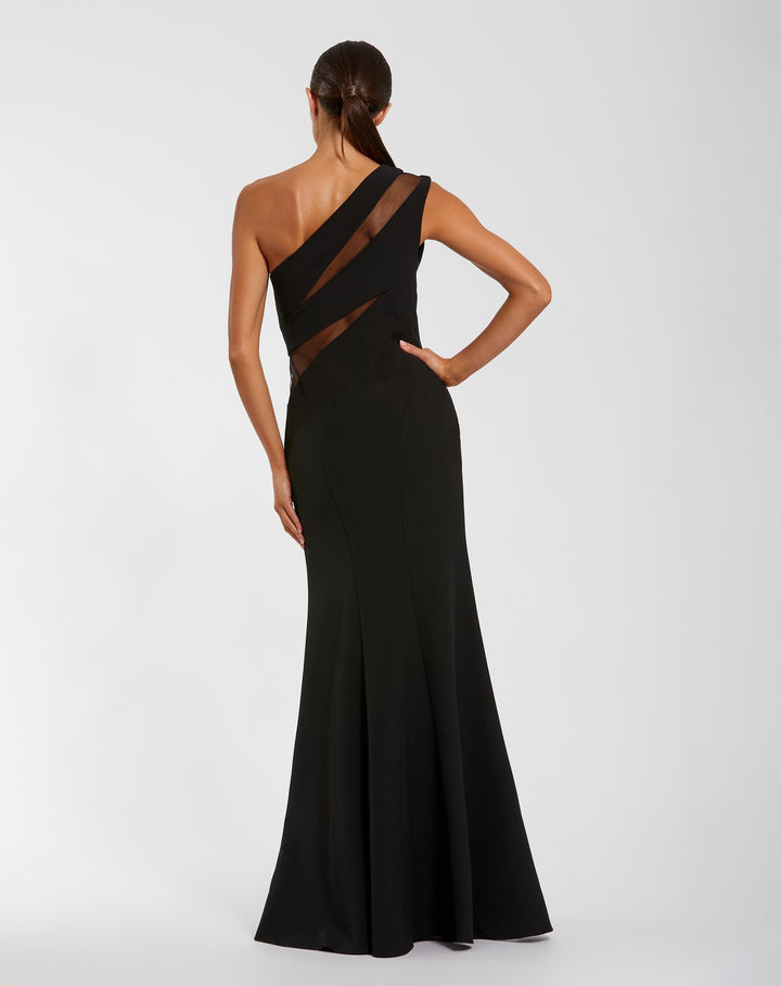Mac Duggal 11933 One Shoulder Crepe Illusion Cutout Gown