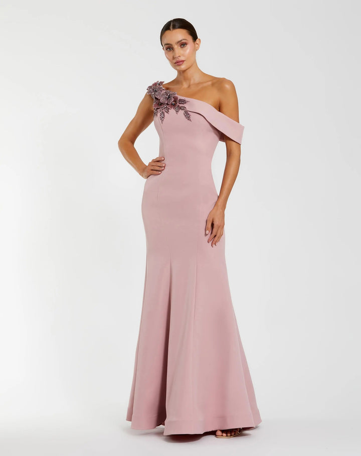Mac Duggal 11947 One Shoulder Sleeveless Beaded Mermaid Gown
