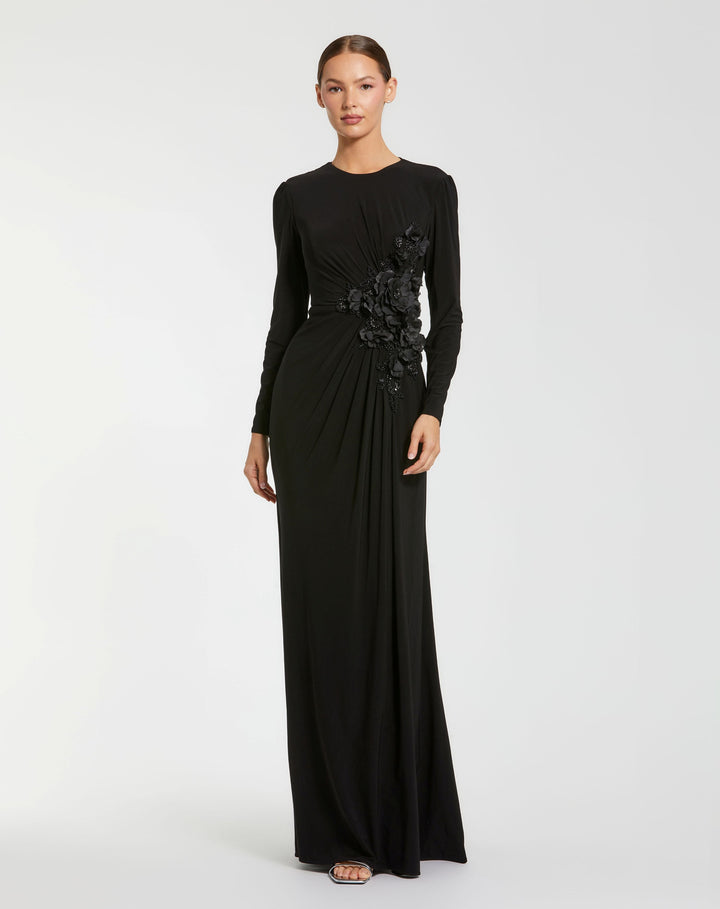 Mac Duggal 11960 High Neck Beaded Jersey Evening Gown