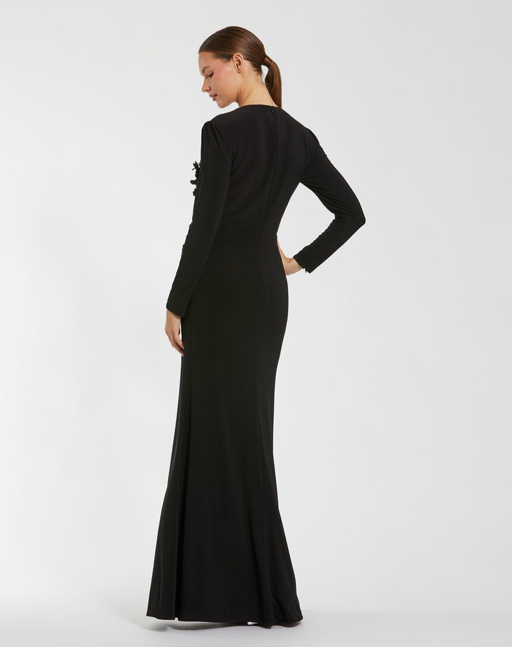 Mac Duggal 11960 High Neck Beaded Jersey Evening Gown