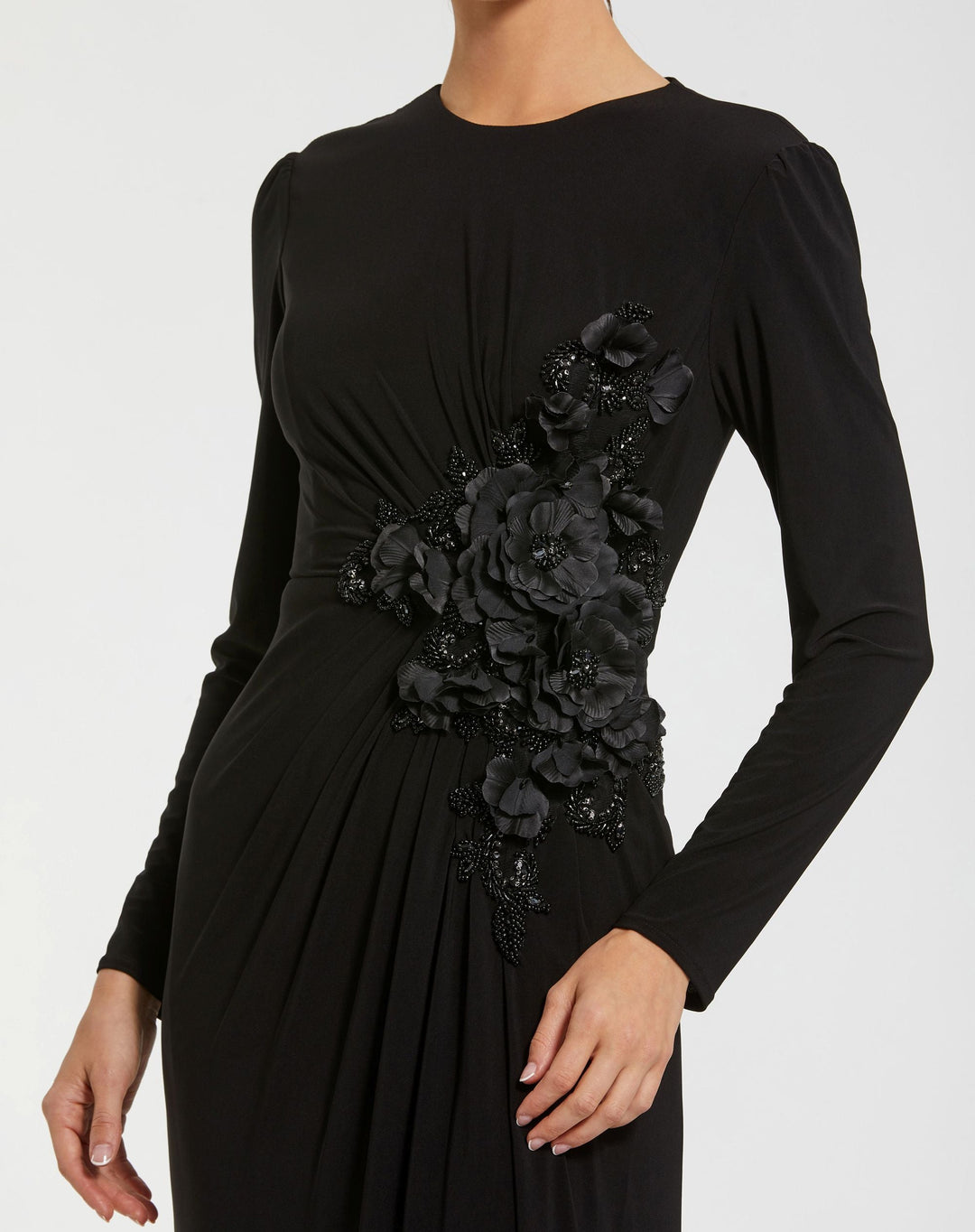 Mac Duggal 11960 High Neck Beaded Jersey Evening Gown