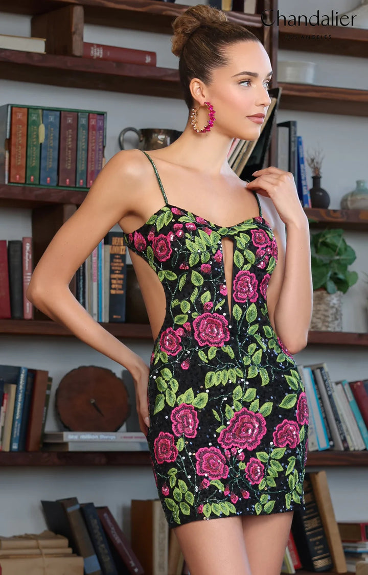Chandalier 770098 Sequin Floral Homecoming Dress