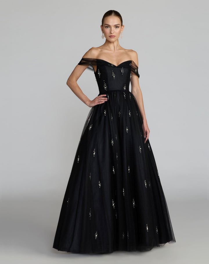 Mac Duggal 13227 Embellished Off the Shoulder Ball Gown