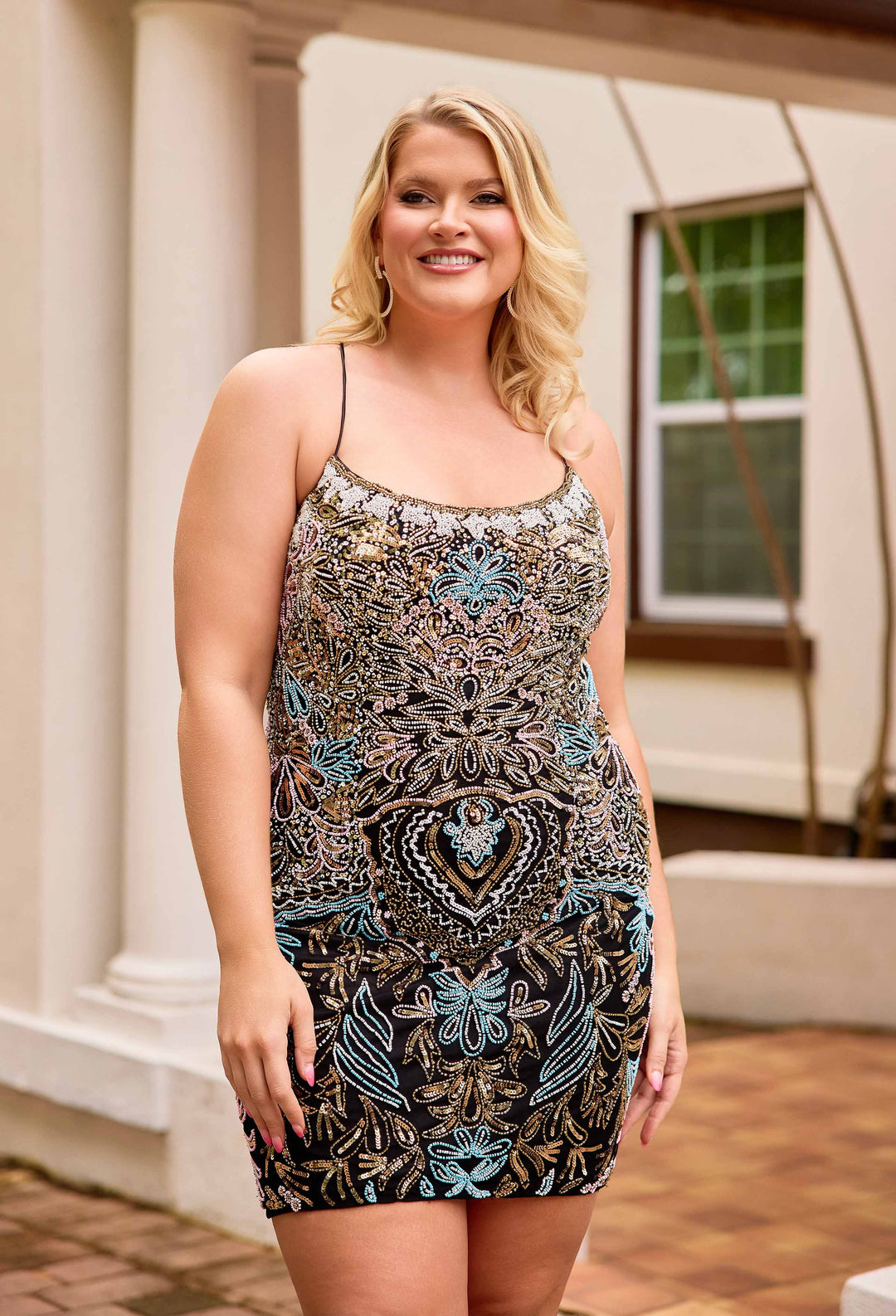 Primavera Couture 14090 Beaded Floral Homecoming Dress