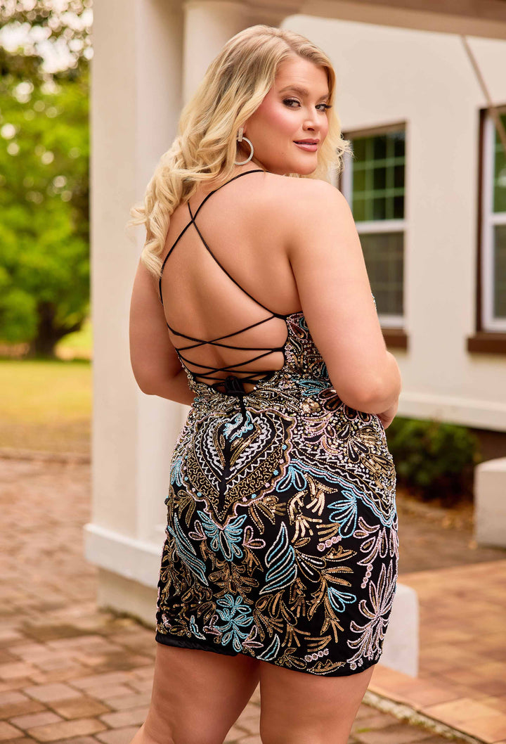 Primavera Couture 14090 Beaded Floral Homecoming Dress