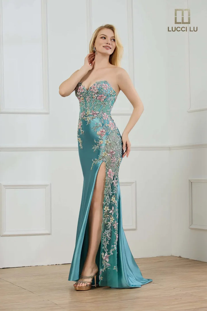 Lucci Lu 1435 Strapless Sweetheart Evening Dress