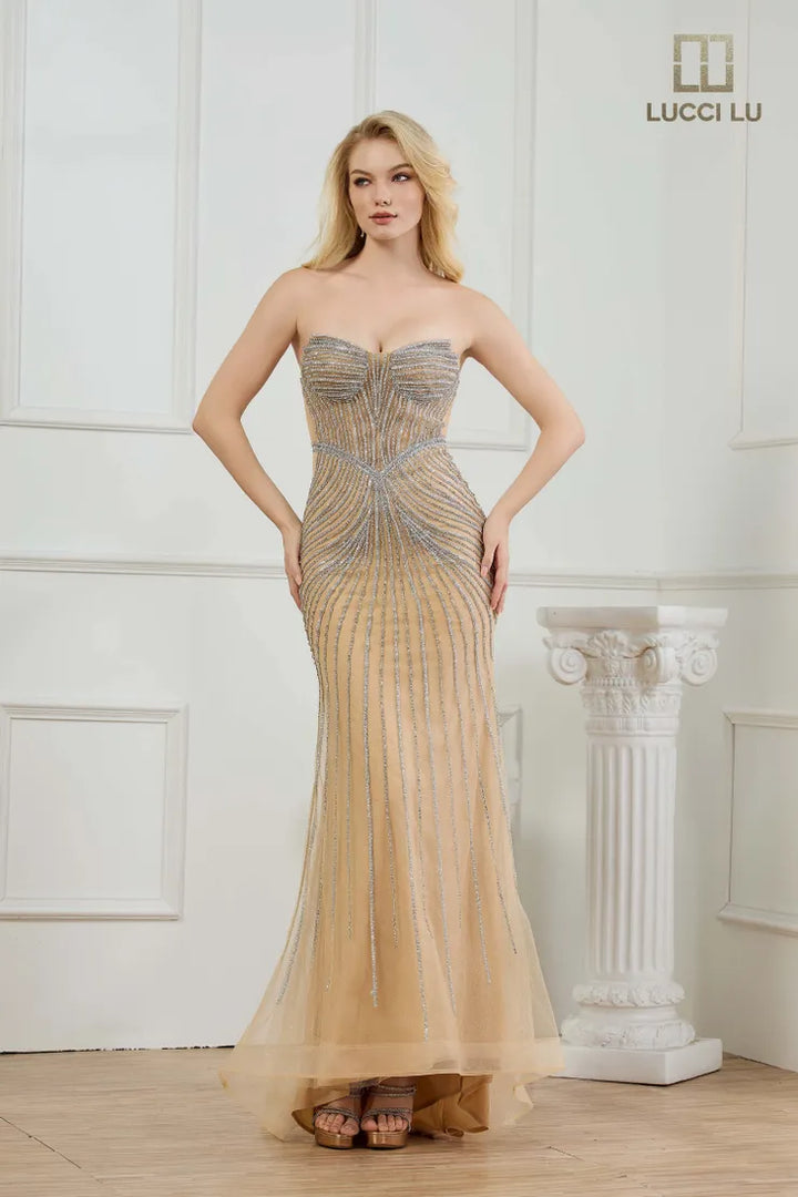 Lucci Lu 1450 Beaded Cape Prom 2026 Dress