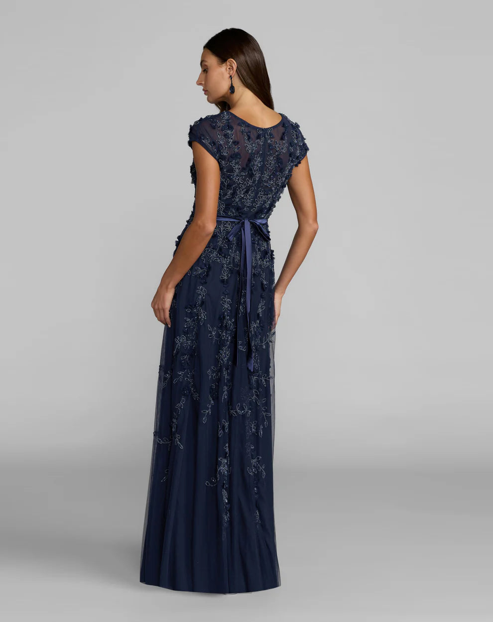 Mac Duggal 14521 Floral Embellished Cap Sleeve Gown Dress