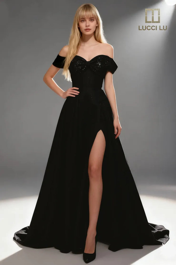 Lucci Lu 1478 Glitter High Slit Prom 2026 Dress