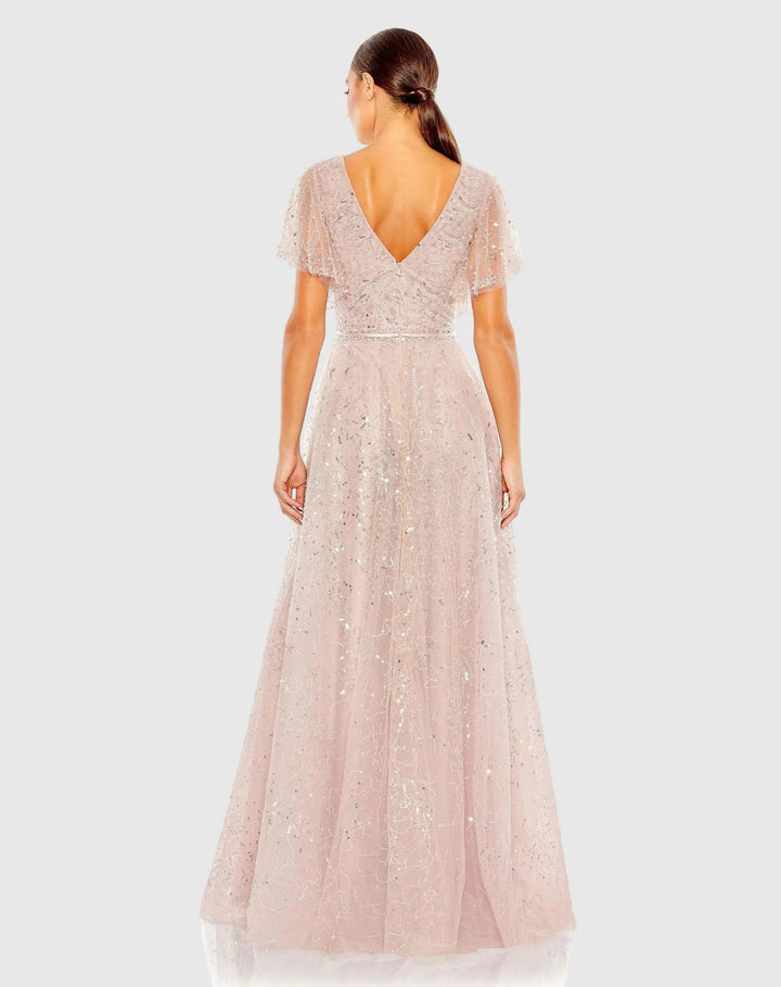 Mac Duggal 20363 Embellished Butterfly Sleeve Wrap Over Gown