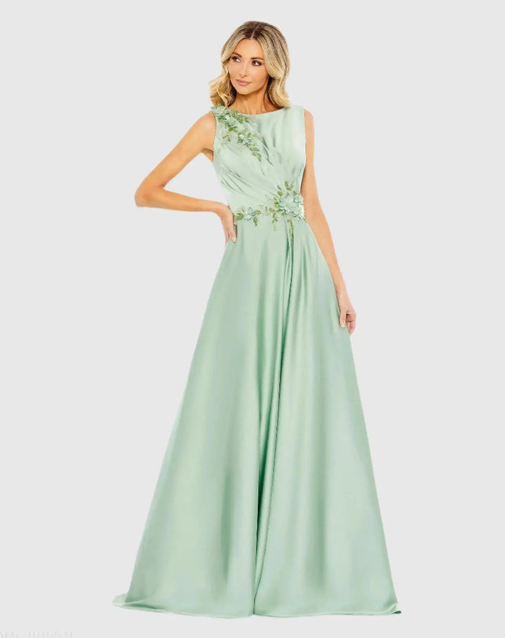 Mac Duggal 20365 Floral Applique Sleeveless A Line Gown