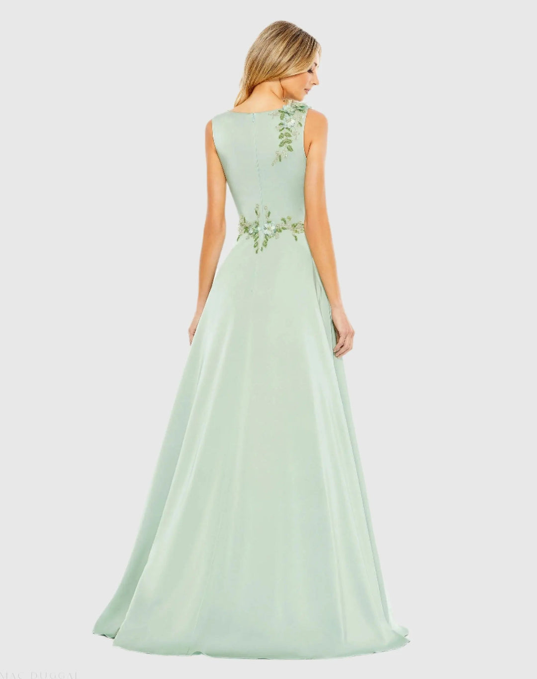 Mac Duggal 20365 Floral Applique Sleeveless A Line Gown