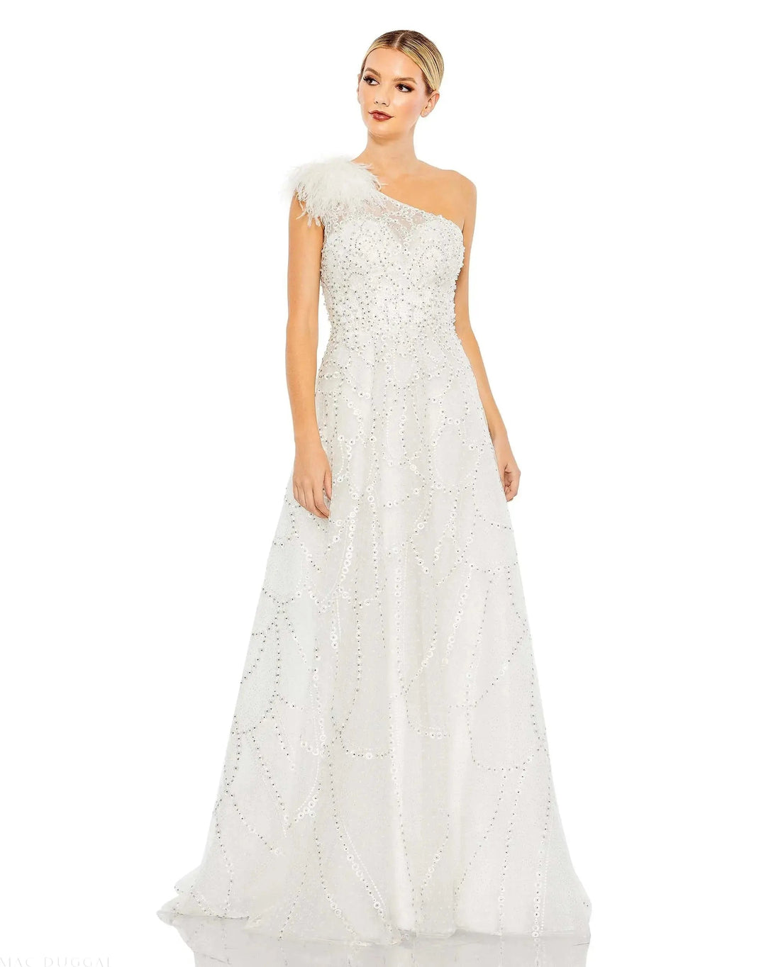 Mac Duggal 20389 Embellished One Shoulder A Line Gown