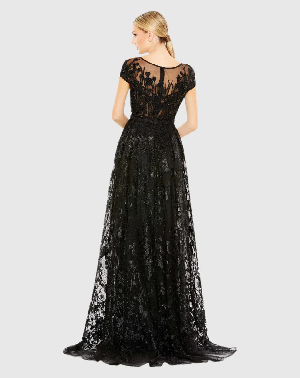 Mac Duggal 20405 Embellished Floral Cap Sleeve A Line Gown