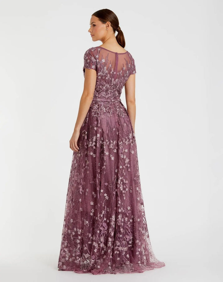 Mac Duggal 20405 Embellished Floral Cap Sleeve A Line Gown