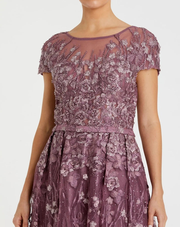 Mac Duggal 20405 Embellished Floral Cap Sleeve A Line Gown