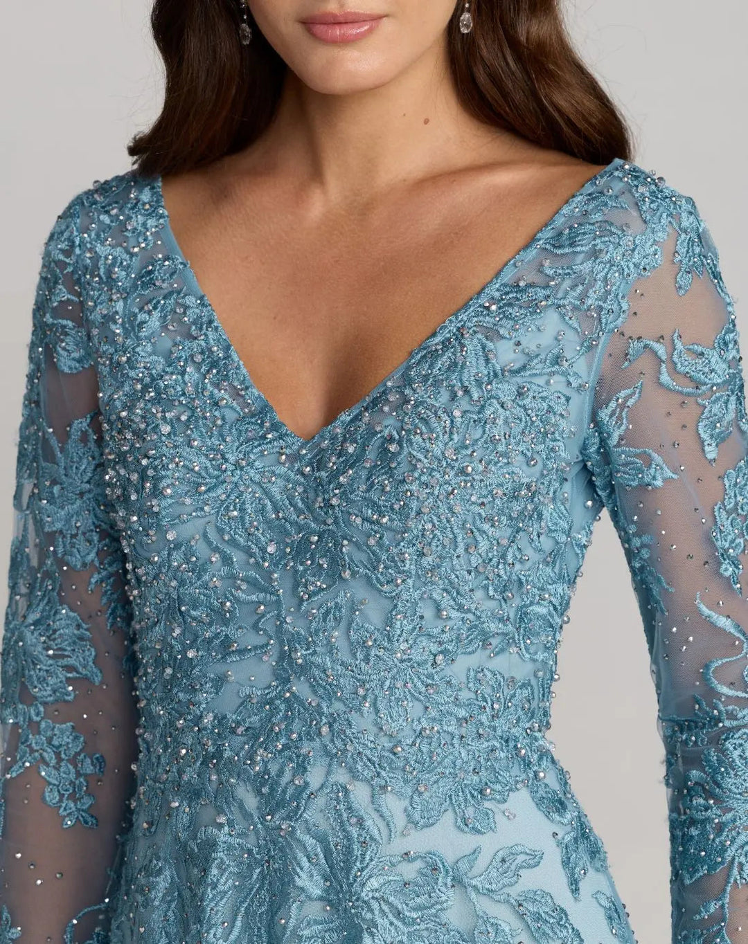 Mac Duggal 20409 Embroidered Long Sleeve A-Line Gown