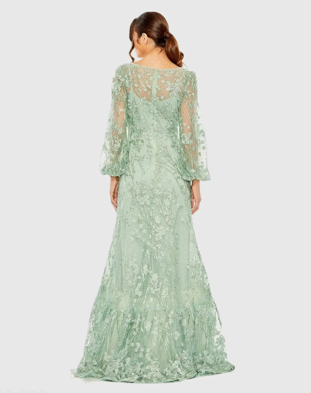 Mac Duggal 20430 Puff Sleeve A-Line Embroidered Gown