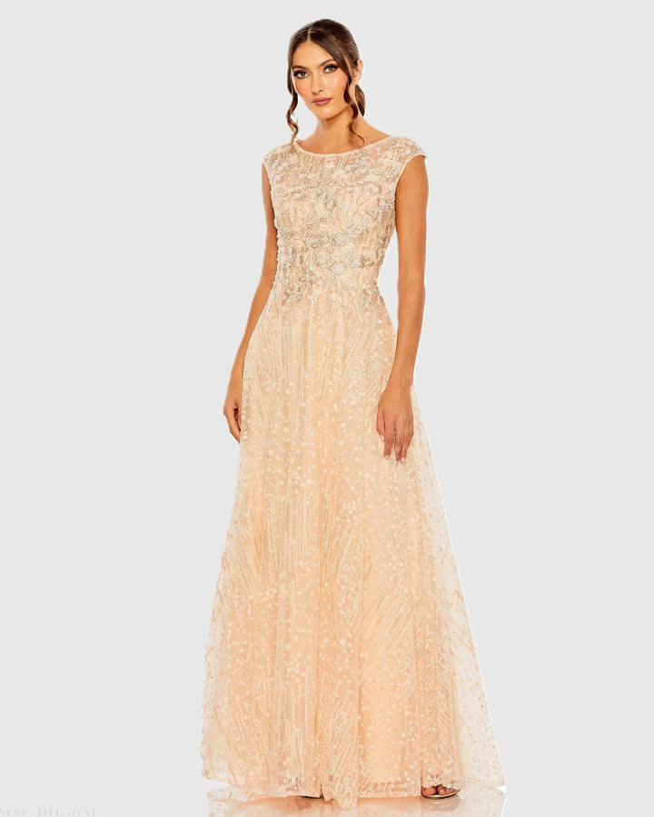 Mac Duggal 20501 High Neck Lace Embroidered Gown