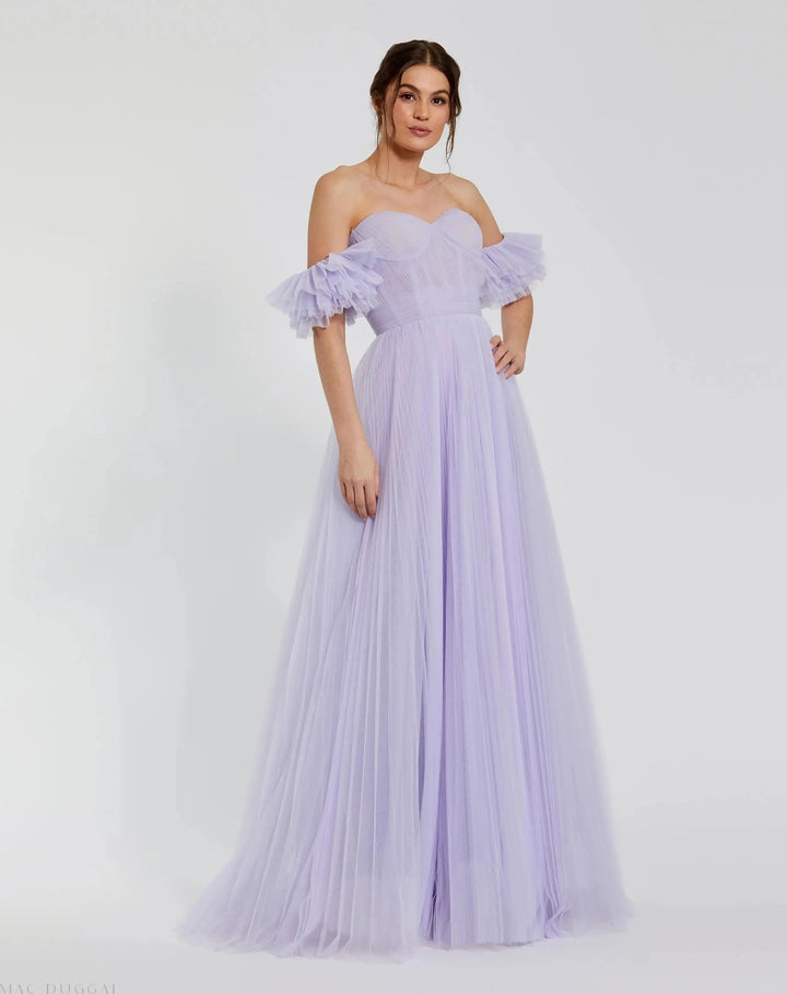 Mac Duggal 20517 Off The Shoulder Tulle A Line Gown