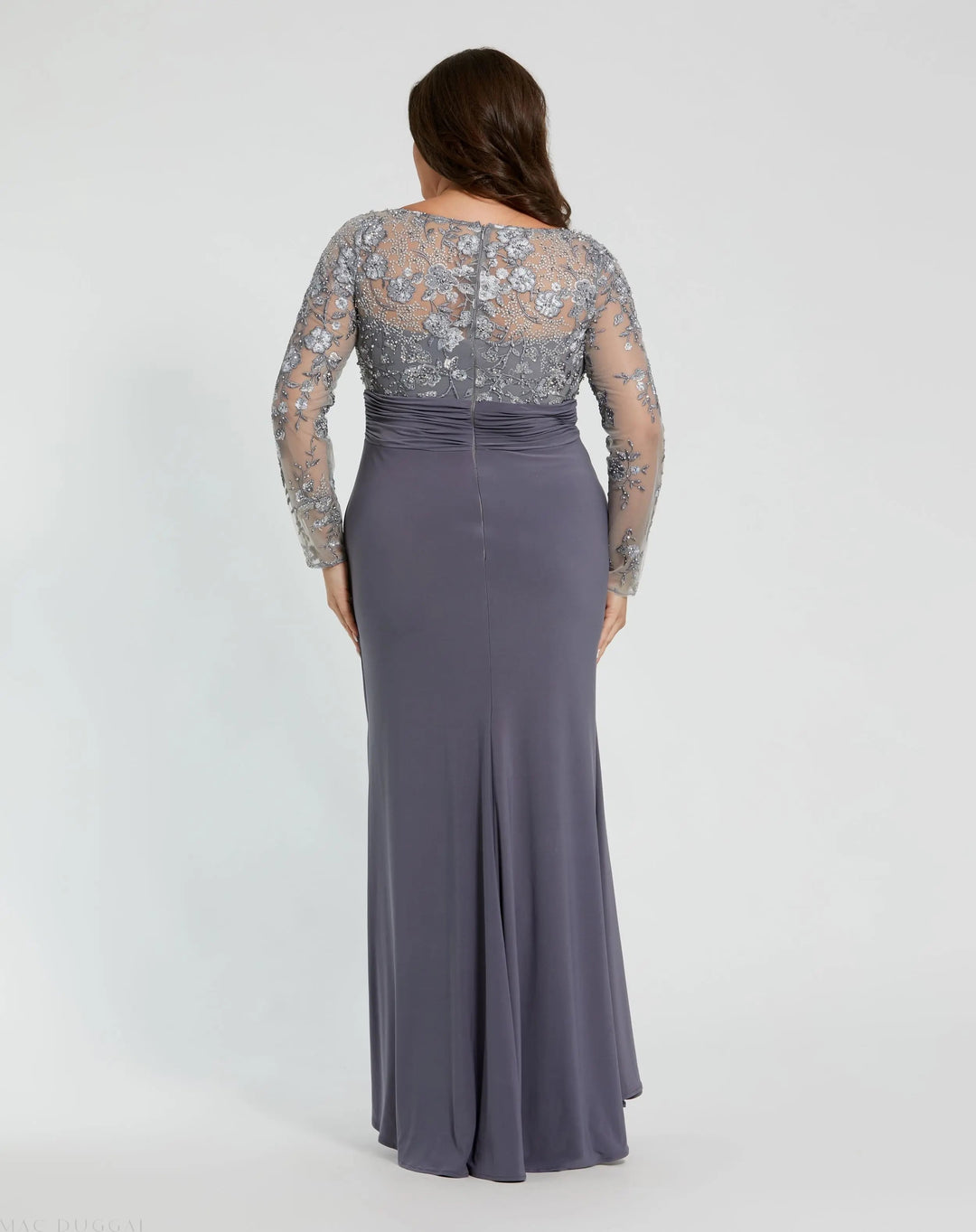 Mac Duggal 20624 Embroidered Top Jersey Skirt Gown (Plus)