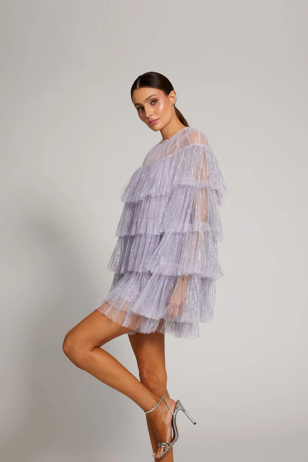 Mac Duggal 20749 Embellished High Neck Ruffle Mini Dress