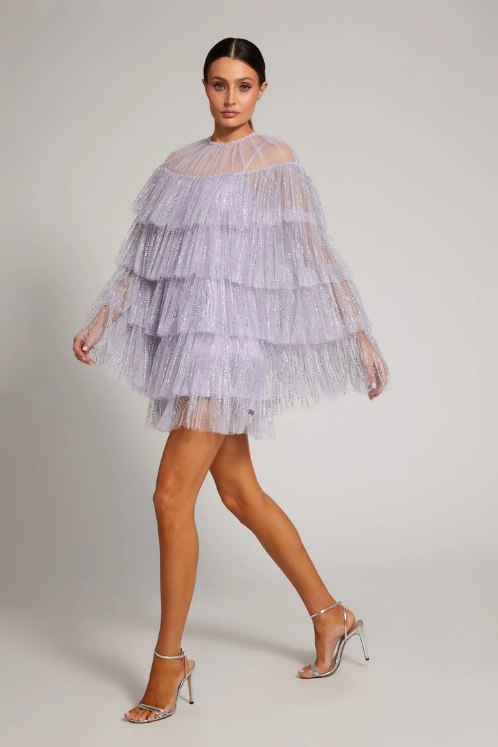 Mac Duggal 20749 Embellished High Neck Ruffle Mini Dress
