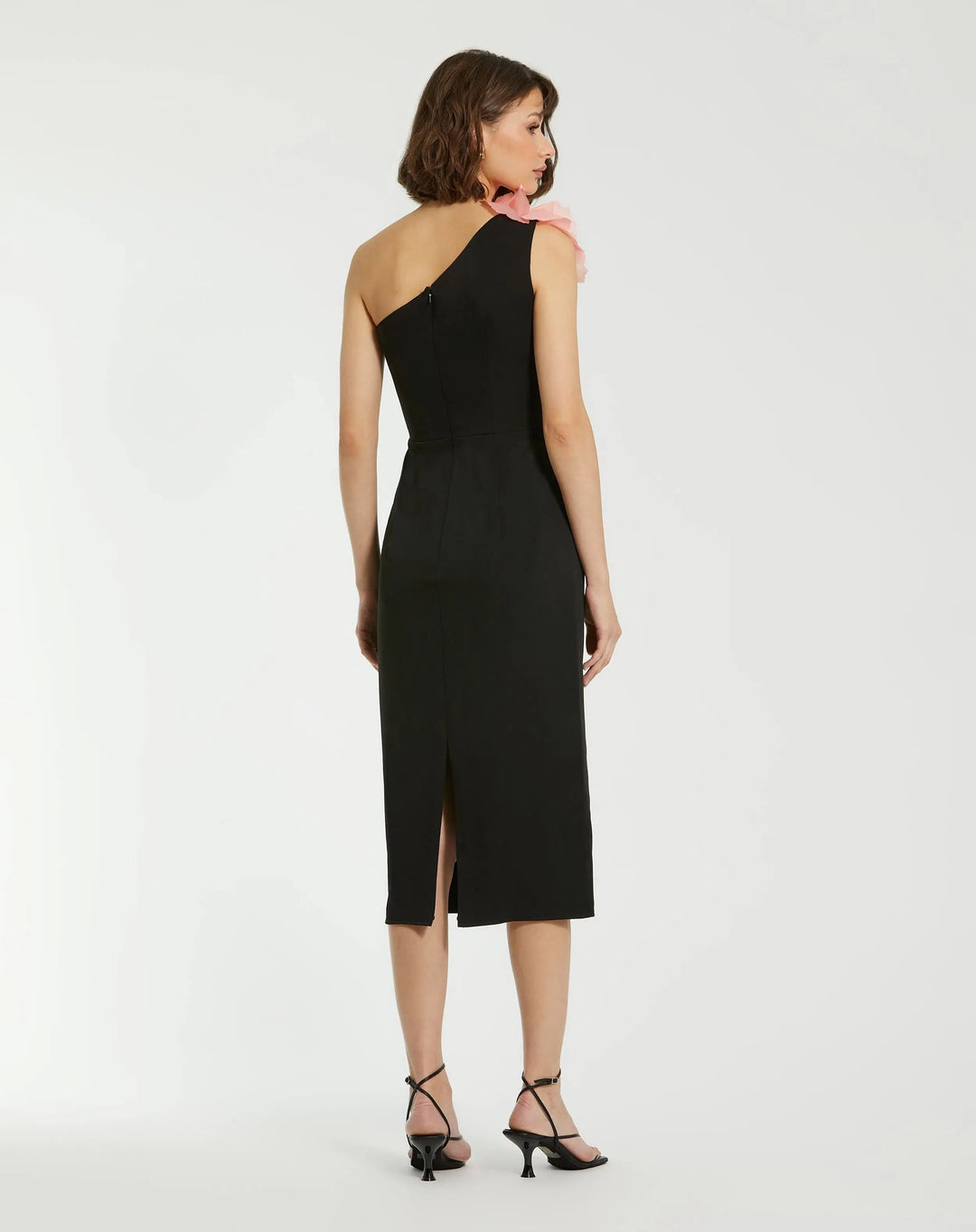 Mac Duggal 20933 Crepe One Shoulder Midi Dress With Flower