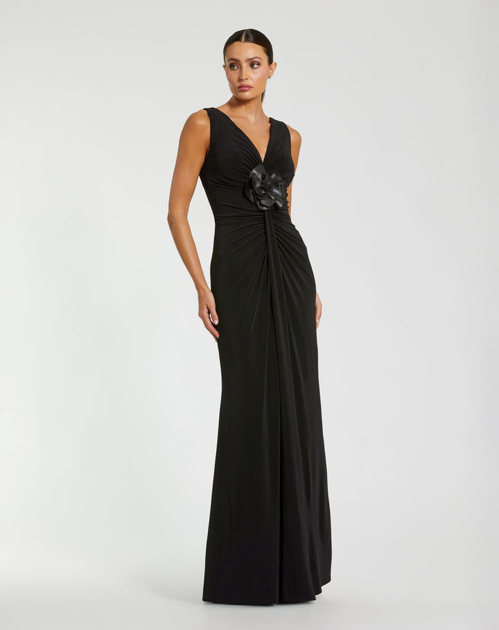 Mac Duggal 21005 Sleeveless Jersey Gown With 3D Flower