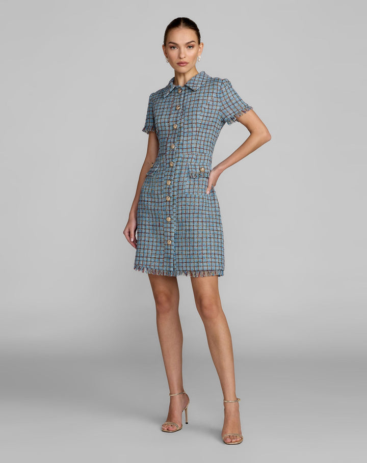 Mac Duggal 21221 Short Sleeve Collared Mini Dress