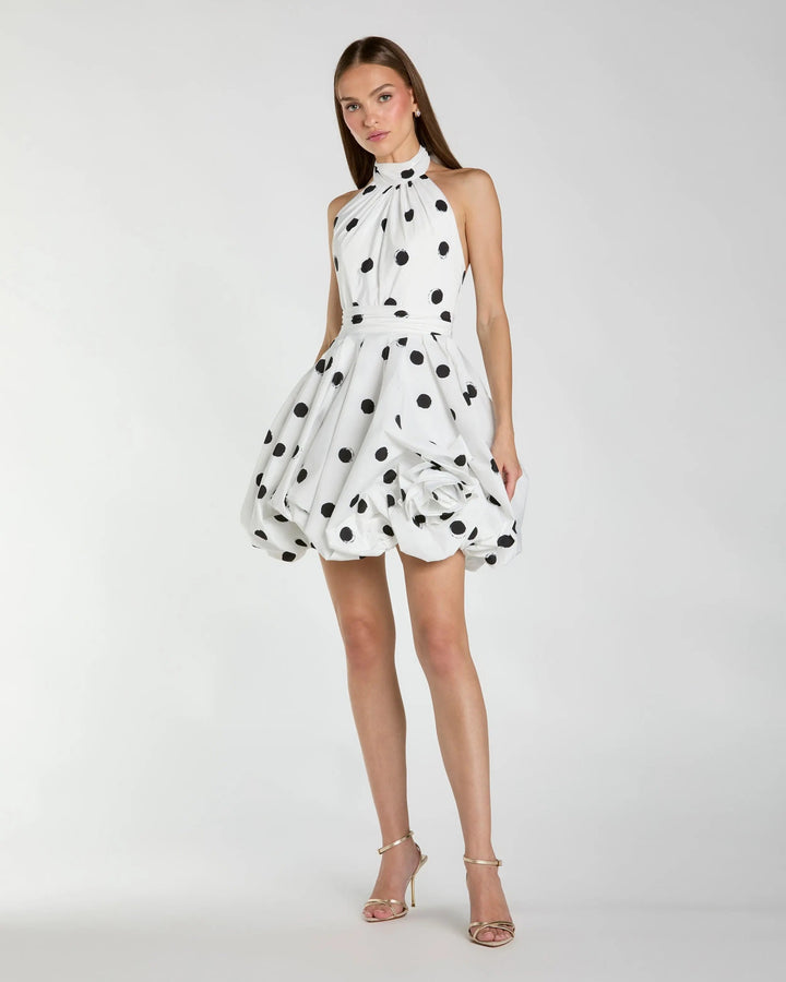 Mac Duggal 21233 Polka Dot Halter Bubble Mini Dress