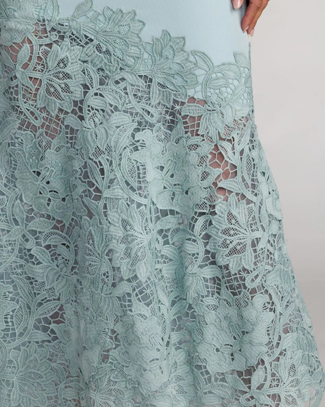 Blue Embroidered Hem Sleeveless Midi Dress with Bow - FOSTANI.com