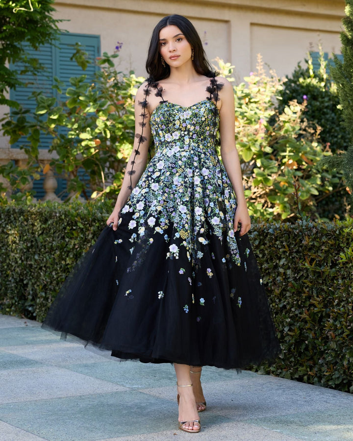 Mac Duggal 21356 Floral Embroidered Sweetheart Neck A-Line Dress