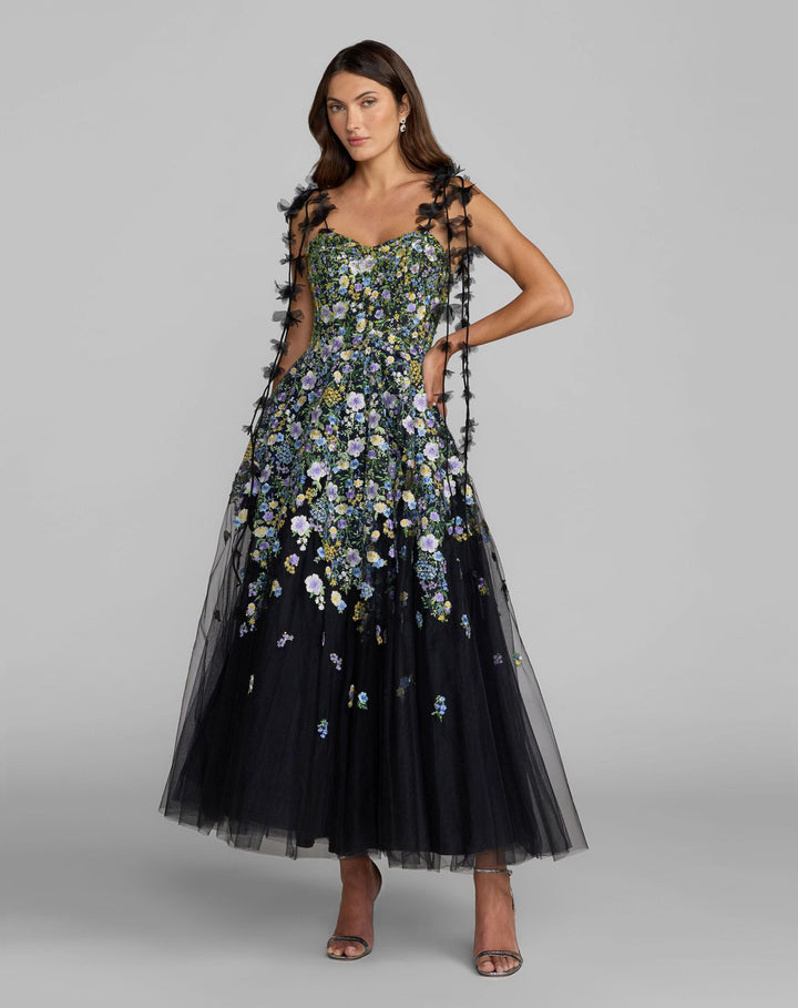 Mac Duggal 21356 Floral Embroidered Sweetheart Neck A-Line Dress