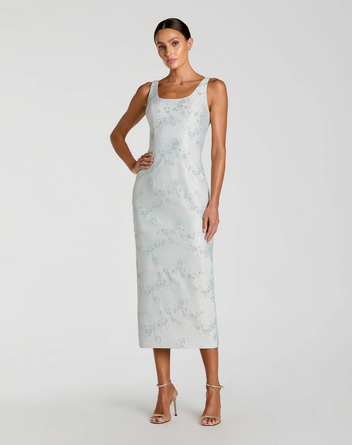 Mac Duggal 21377 Brocade Sleeveless Scoop Neck Midi Dress