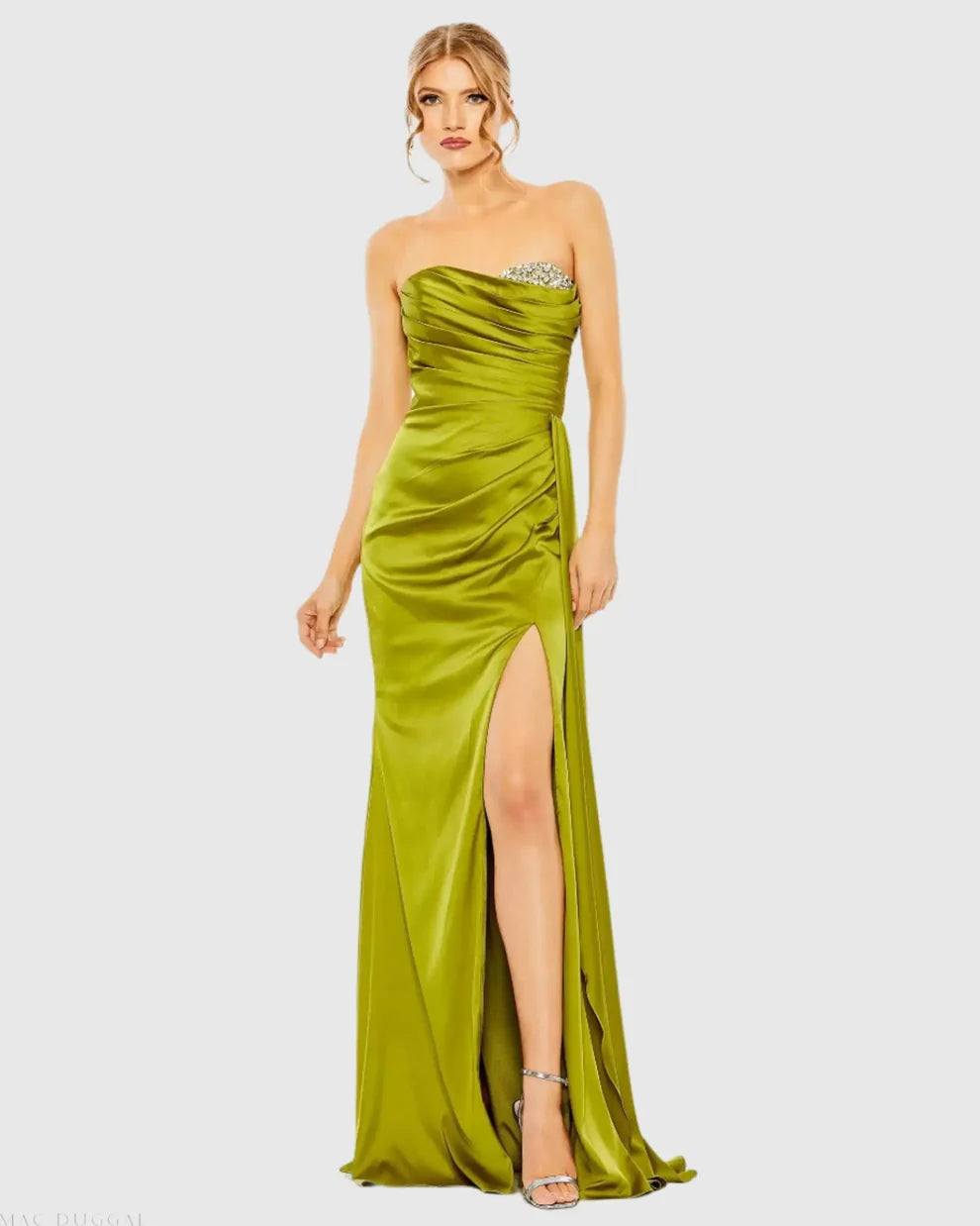 Mac Duggal 2211 Strapless Embellished Sweetheart Neckline Satin Gown