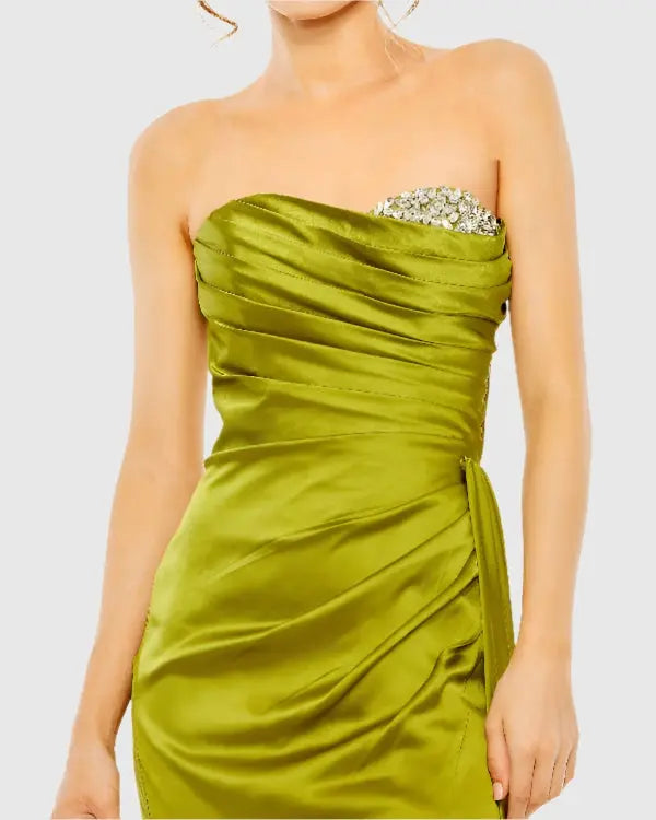 Mac Duggal 2211 Strapless Embellished Sweetheart Neckline Satin Gown